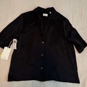 Black Aritzia Beso Satin Shirt Medium